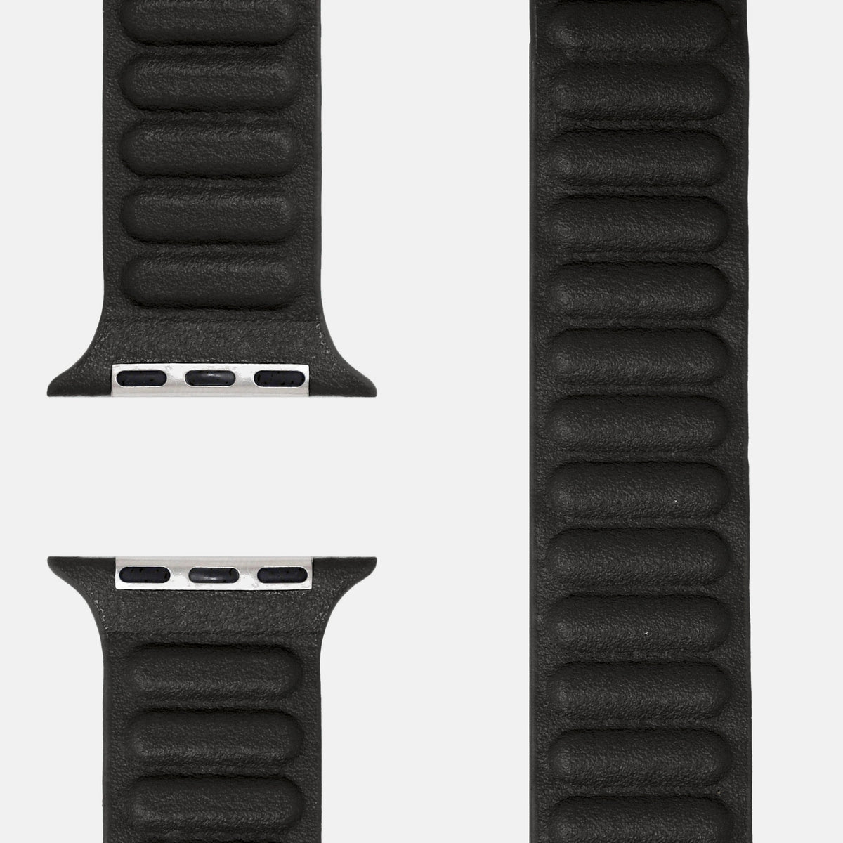 Leder Loop Armband Schwarz für Apple Watch, beide Enden mit Adaptern und Band