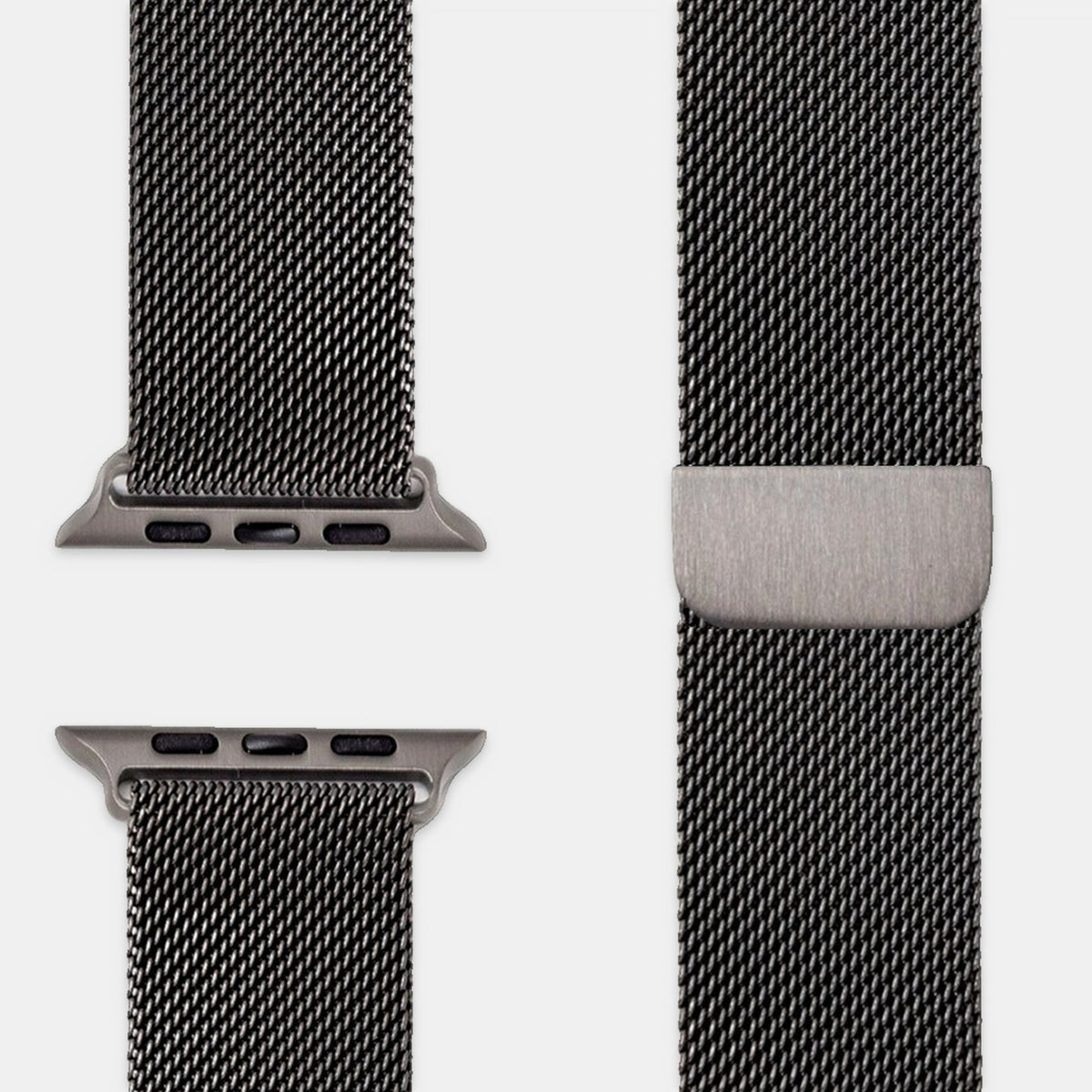 Milanaise Armband Grau, Geflecht und Verschluss nah