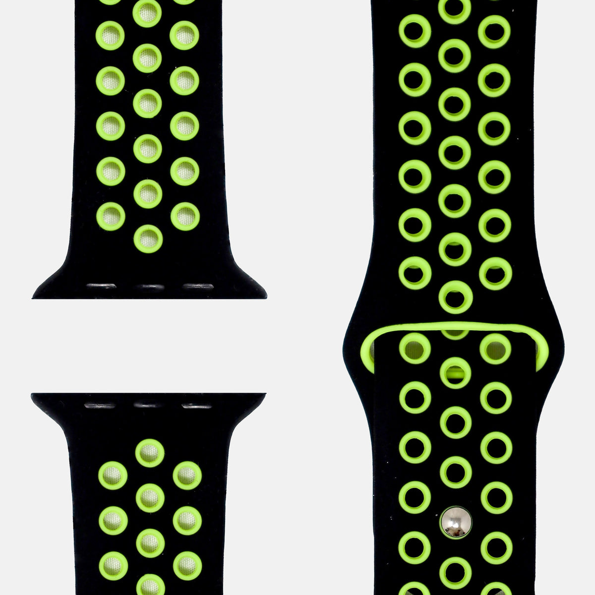 Silikonarmband Bicolor Schwarz/Neongelb, passend für Apple Watch