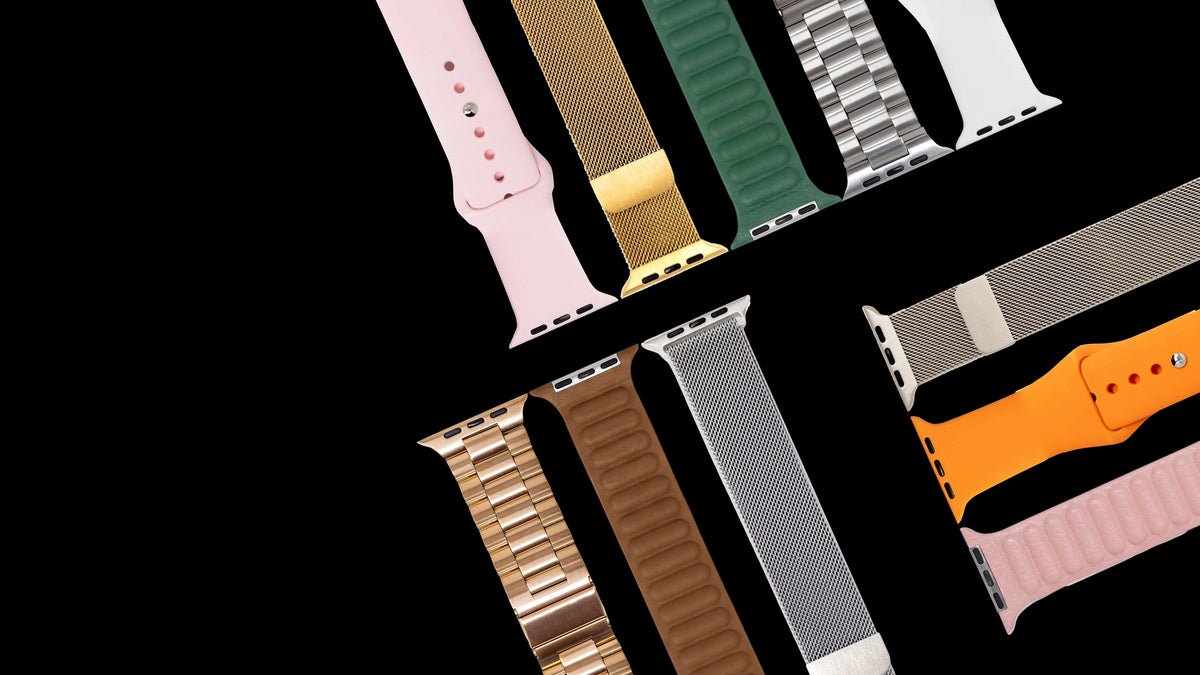 Apple Watch Armbänder von Bandglück auf schwarzem Grund