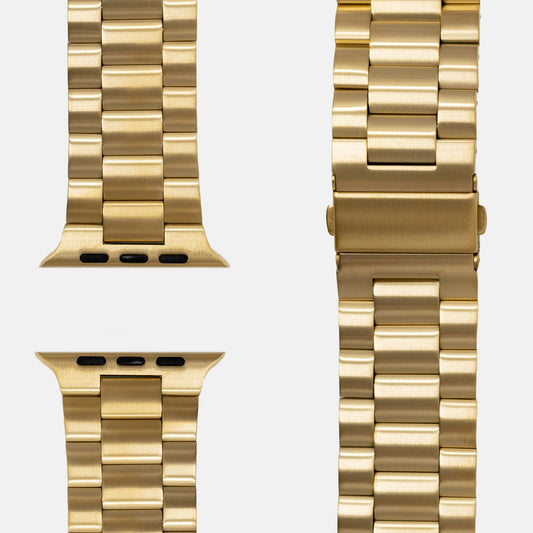 Gliederarmband Hera Gold für Apple Watch: Konnektoren und Faltschließe