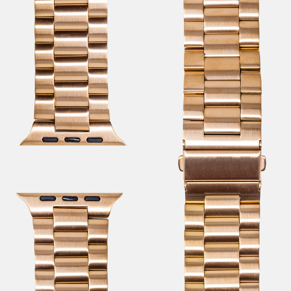 Gliederarmband Hera Roségold für Apple Watch: Konnektoren und Faltschließe