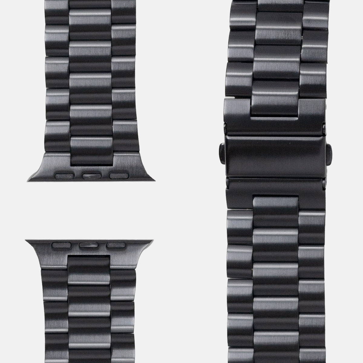 Gliederarmband Hera Schwarz für Apple Watch: Konnektoren und Faltschließe