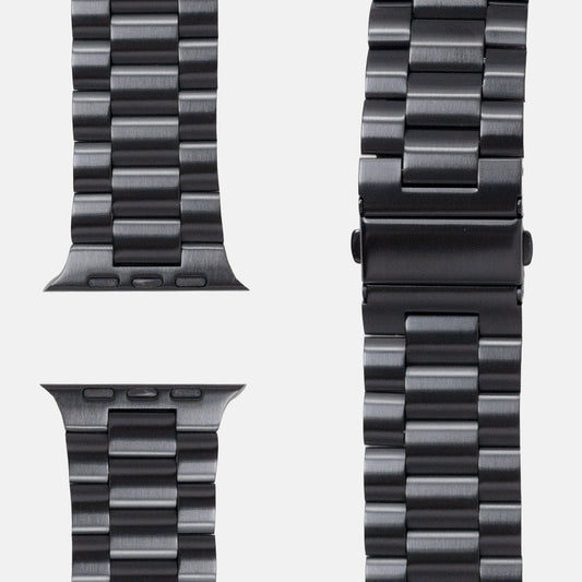 Gliederarmband Hera Schwarz für Apple Watch: Konnektoren und Faltschließe