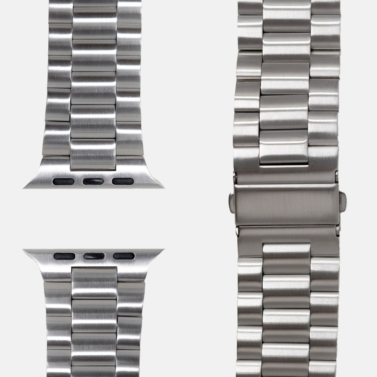 Gliederarmband Hera Silber für Apple Watch: Konnektoren und Faltschließe
