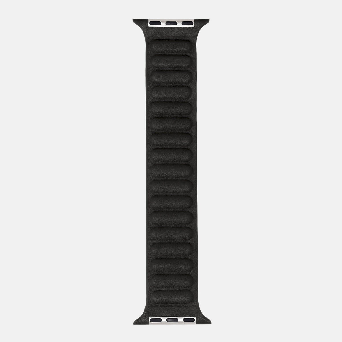 Leder Loop Armband Schwarz als ganzes Band mit Adaptern oben und unten