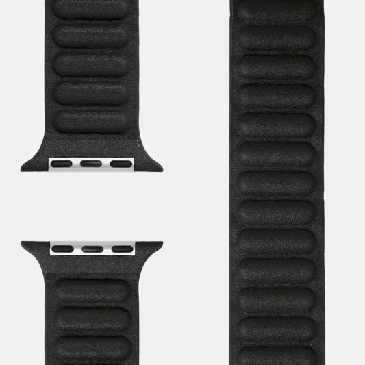 Leder Loop Armband Schwarz für Apple Watch, beide Enden mit Adaptern und Band