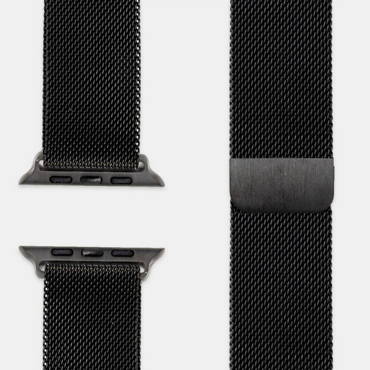 Milanaise Armband Schwarz, Geflecht und Verschluss nah