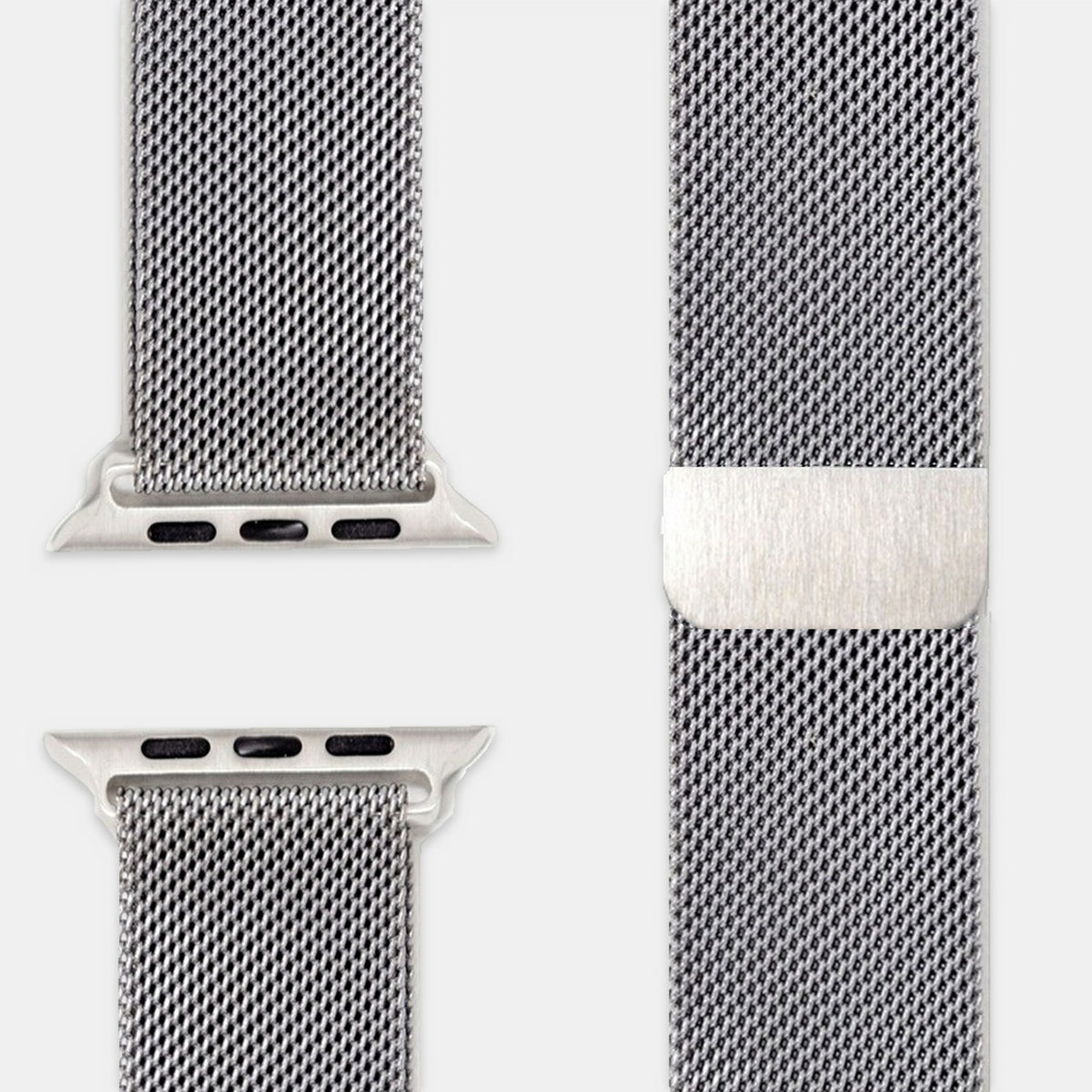Milanaise Armband Silber, Geflecht und Verschluss nah