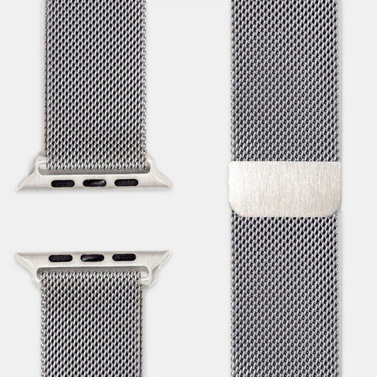 Milanaise Armband Silber, Geflecht und Verschluss nah