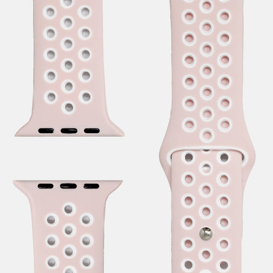 Silikonarmband Bicolor Rosa/Weiß, passend für Apple Watch