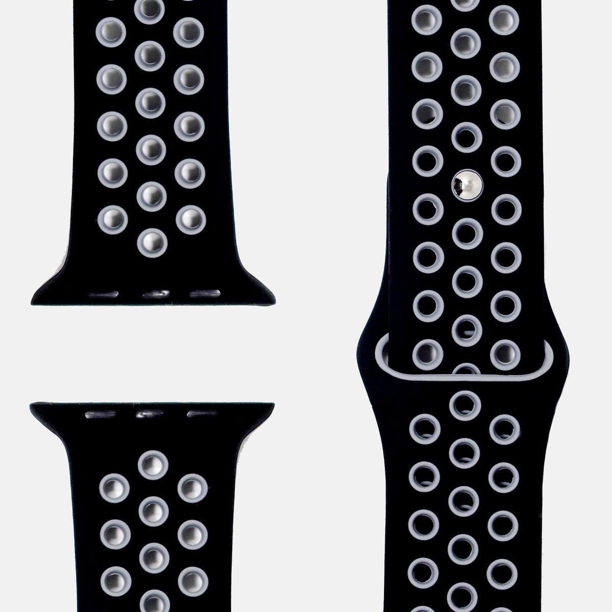 Silikonarmband Bicolor Schwarz/Grau, passend für Apple Watch