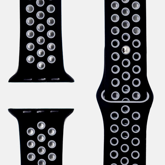 Silikonarmband Bicolor Schwarz/Grau, passend für Apple Watch